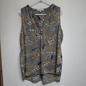 Rose & Olive Paisley Sleeveless Lightweight Blouse XL